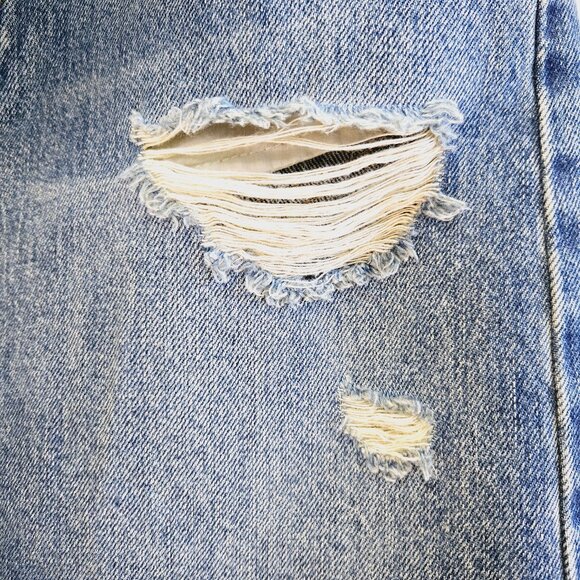NWOT PISTOLA RUMI MEDIUM WASH DENIM JEANS FRAYED HEM 5 POCKET MINI SKIRT SIZE 26 - Picture 6 of 8